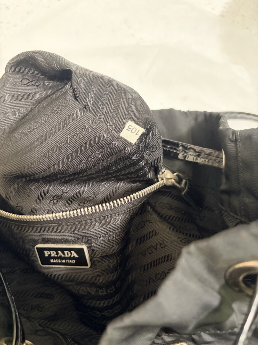 Prada Black Nylon Shoulder Tote with Patent Leather Straps - Picture 7 of 10